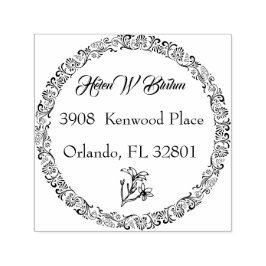 Floral krans familienaam retouradres  zelfinktende stempel