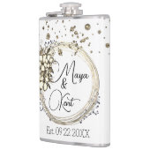 Floral krans glitter bruiloft gepersonaliseerd heupfles (Links)