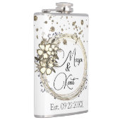 Floral krans glitter bruiloft gepersonaliseerd heupfles (Rechts)