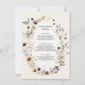 Floral krans herfst Wildflower bruiloft details Kaart (Voorkant)