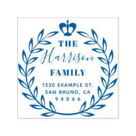 Floral krans & kroon familienaam retouradres  zelfinktende stempel