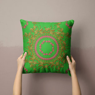 Floral Krans Kussen in Groen