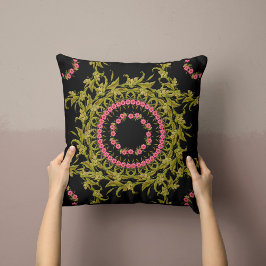 Floral Krans Kussen in Zwart