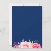 Floral krans marine blauw foto bruiloft dank u bedankkaart (Achterkant)