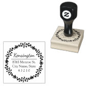 Floral krans retouradres Houten stempel (Gestempeld)