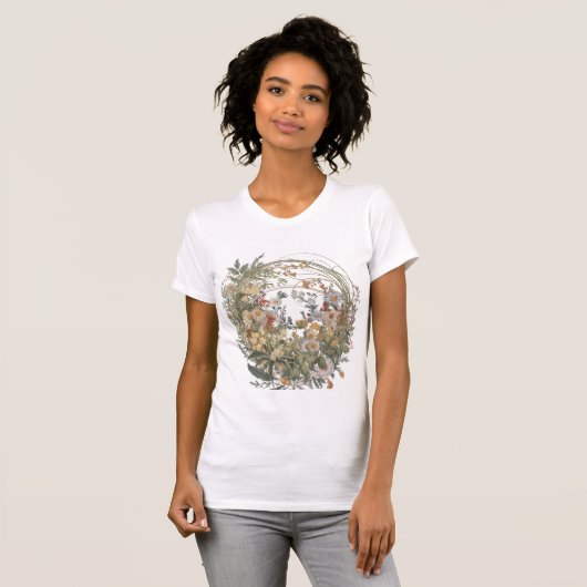  Floral Krans T-shirt – Elegant Botanisch (Voorkant volledig)
