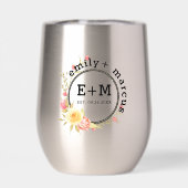 Floral krans zwart typografie bruiloft ontwerp (Achterkant)