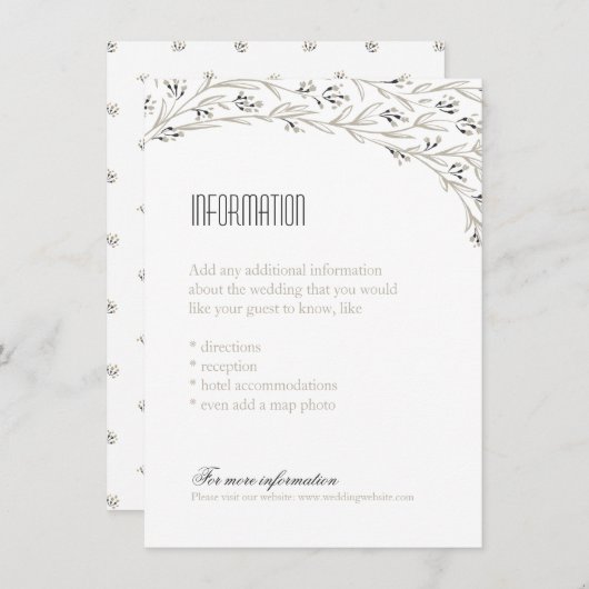 Floral krijtbord rustieke bruiloft informatie kaar informatiekaartje (Voorkant / Achterkant)