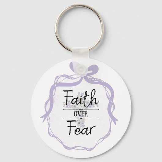 Floral kruis met Christelijke prijsopgave Sleutelhanger (Voorkant)