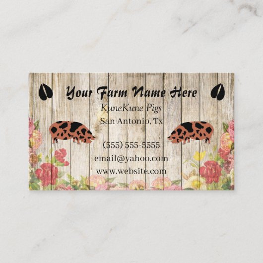 Floral KuneKune Pig Visitekaartje (Voorkant)
