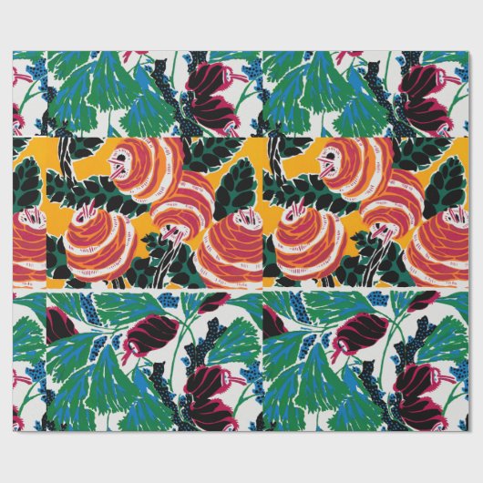 Floral kunstdecopatroon orientaal verpakkingspapie cadeaupapier (Vlak)