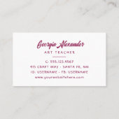 Floral kunstenaar van de moderne Waterverf van Tre Visitekaartje (Achterkant)