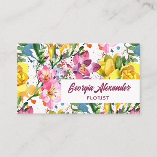 Floral kunstenaar van de moderne Waterverf van Tre Visitekaartje (Voorkant)