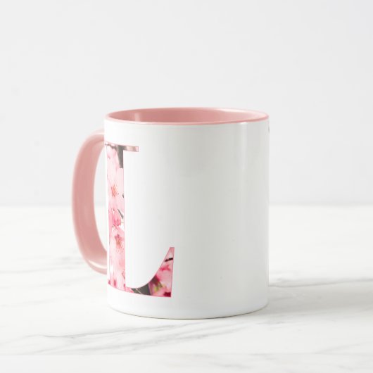 Floral L Initial Mug | Personalized Name & Traits Mok (Voorkant links)