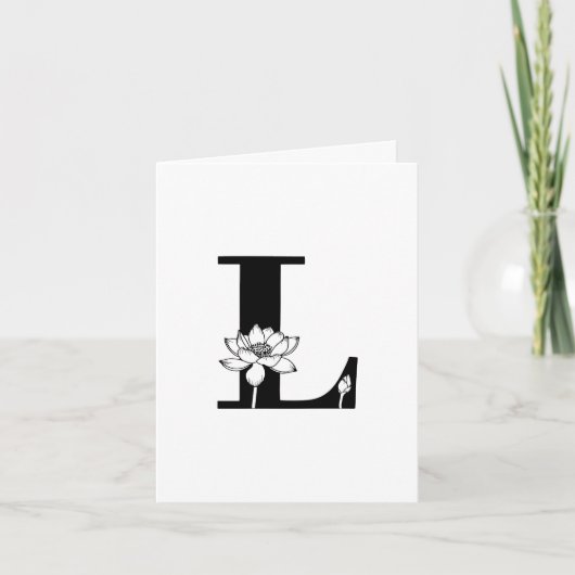 Floral L Monogram op witte noot Kaart (Voorkant)