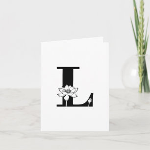 Floral L Monogram op witte noot Kaart
