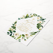 Floral laat Lijst met witte Waterverf Baptisme Folie Uitnodiging (Gedraaid)