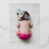 Floral laat Lijst met witte Waterverf Baptisme Folie Uitnodiging (Achterkant)