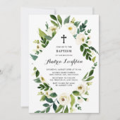 Floral laat Lijst met witte Waterverf Baptisme Kaart (Voorkant)