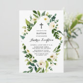 Floral laat Lijst met witte Waterverf Baptisme Kaart (Staand voorkant)