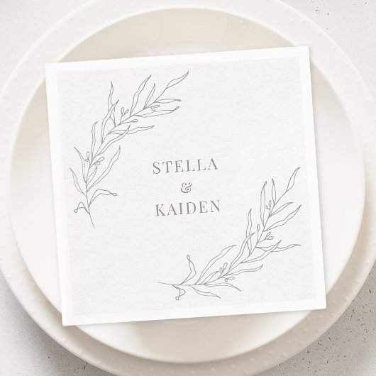 Floral laat schetsen Eenvoudige elegante moderne t Servet