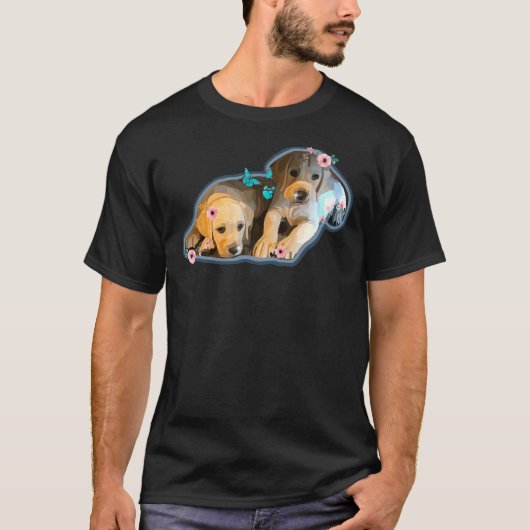 Floral Lab Puppies T-shirt (Voorkant)