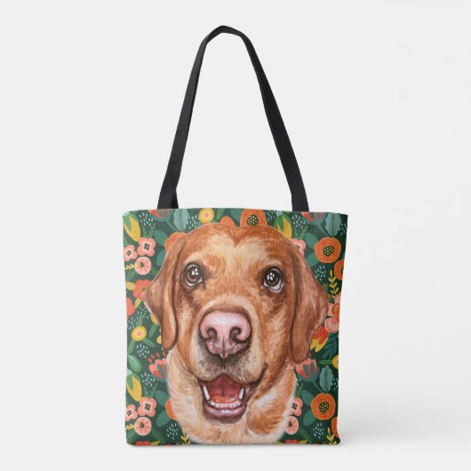 Floral Labrador Dog Tote Bag (Achterkant)