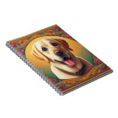 Floral Labrador Retriever Hond Kleurrijke Rand Notitieboek (Rechterzijde)