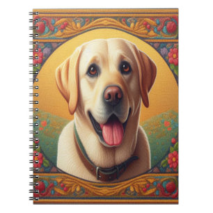 Floral Labrador Retriever Hond Kleurrijke Rand Notitieboek