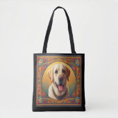 Floral Labrador Retriever Hond Kleurrijke Rand Tote Bag (Voorkant)