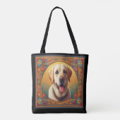 Floral Labrador Retriever Hond Kleurrijke Rand Tote Bag (Achterkant)