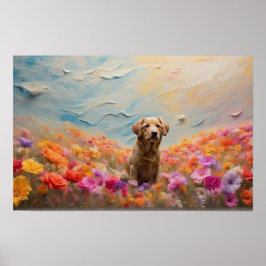 Floral Labrador retriever puppy downloadbaar Poster