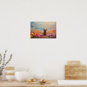 Floral Labrador retriever puppy downloadbaar Poster (Keuken)