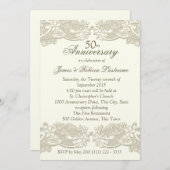  Floral Lace 50th Jubileum Kaart (Voorkant / Achterkant)