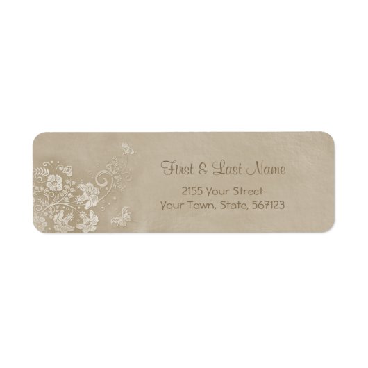 Floral Lace Butterfly Wedding Etiket (Voorkant)