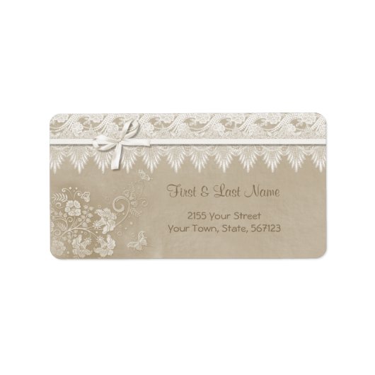 Floral Lace Butterfly Wedding Etiket (Voorkant)