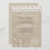 Floral Lace Butterfly Wedding Kaart (Voorkant / Achterkant)