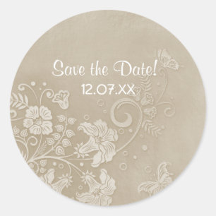 Floral Lace Butterfly Wedding Ronde Sticker
