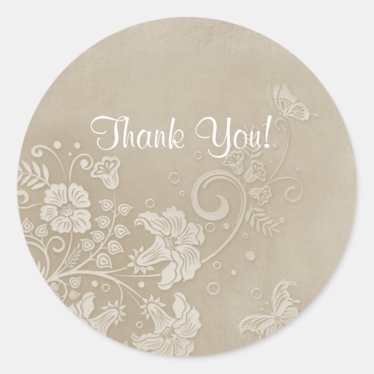 Floral Lace Butterfly Wedding Ronde Sticker (Voorkant)