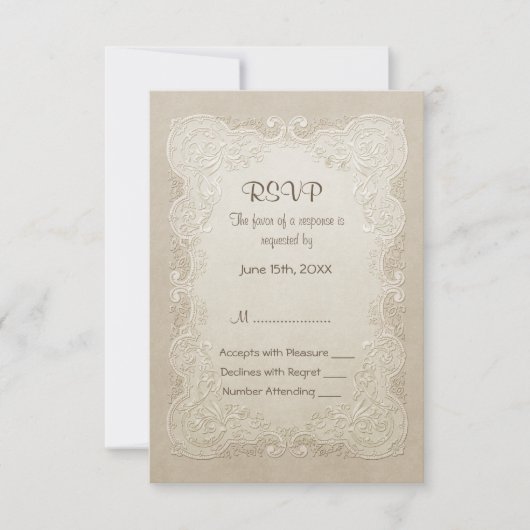 Floral Lace Butterfly Wedding RSVP Kaartje (Voorkant)