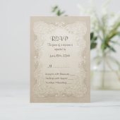 Floral Lace Butterfly Wedding RSVP Kaartje (Staand voorkant)