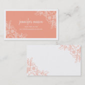 Floral Lace Calling Card - Coral Contactkaartje (Voorkant / Achterkant)