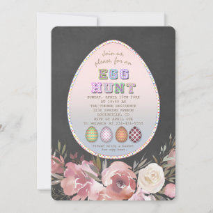 Floral  Lace Chalk Easter Hunt Party Kaart