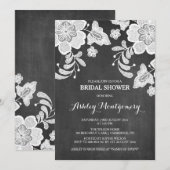 Floral Lace | Chalkboard Bridal Shower Invitation Kaart (Voorkant / Achterkant)