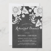 Floral Lace Chalkboard repesal Dinner Invitation Kaart (Voorkant)