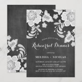 Floral Lace Chalkboard repesal Dinner Invitation Kaart (Voorkant / Achterkant)