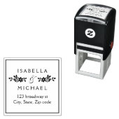  Floral Lace Custom Wedding Couple-adres Zelfinktende Stempel (In situ)