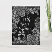 Floral Lace Design 15th Years Wedding Jubileum Kaart (Voorkant)