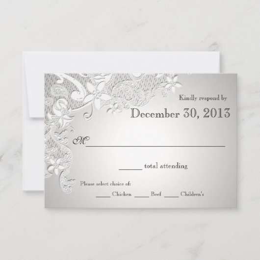 Floral Lace Design en Zilver antwoord (Voorkant)