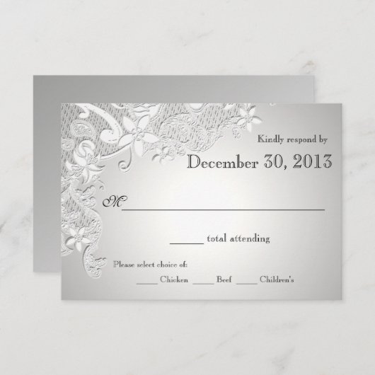 Floral Lace Design en Zilver antwoord (Voorkant / Achterkant)